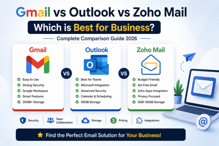Gmail vs Outlook vs Zoho Mail – Which is Best for Business in 2026?